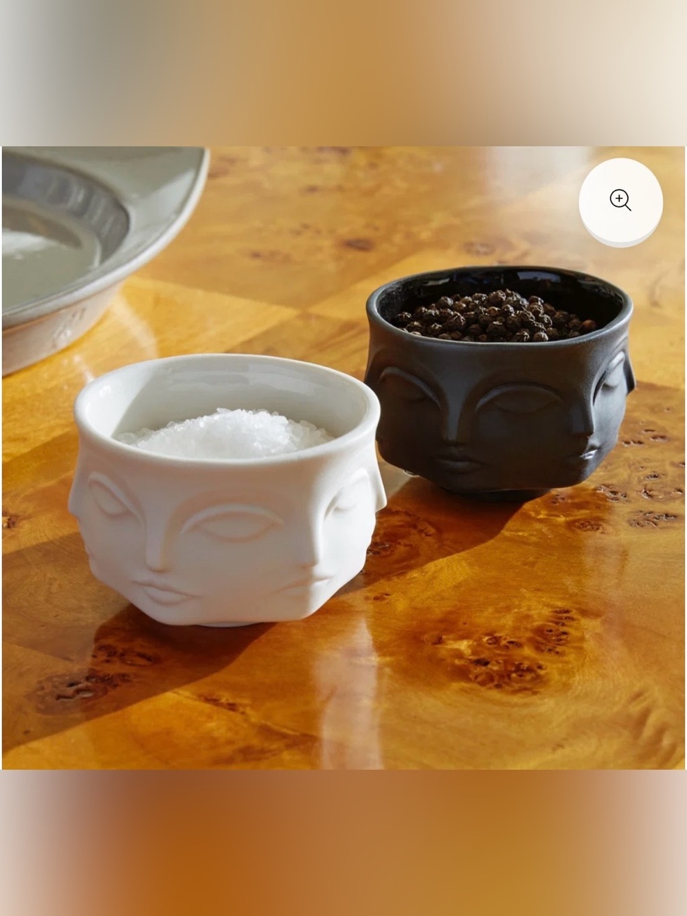 Jonathan Adler Ceramic Face Condiment Bowls in White and Black